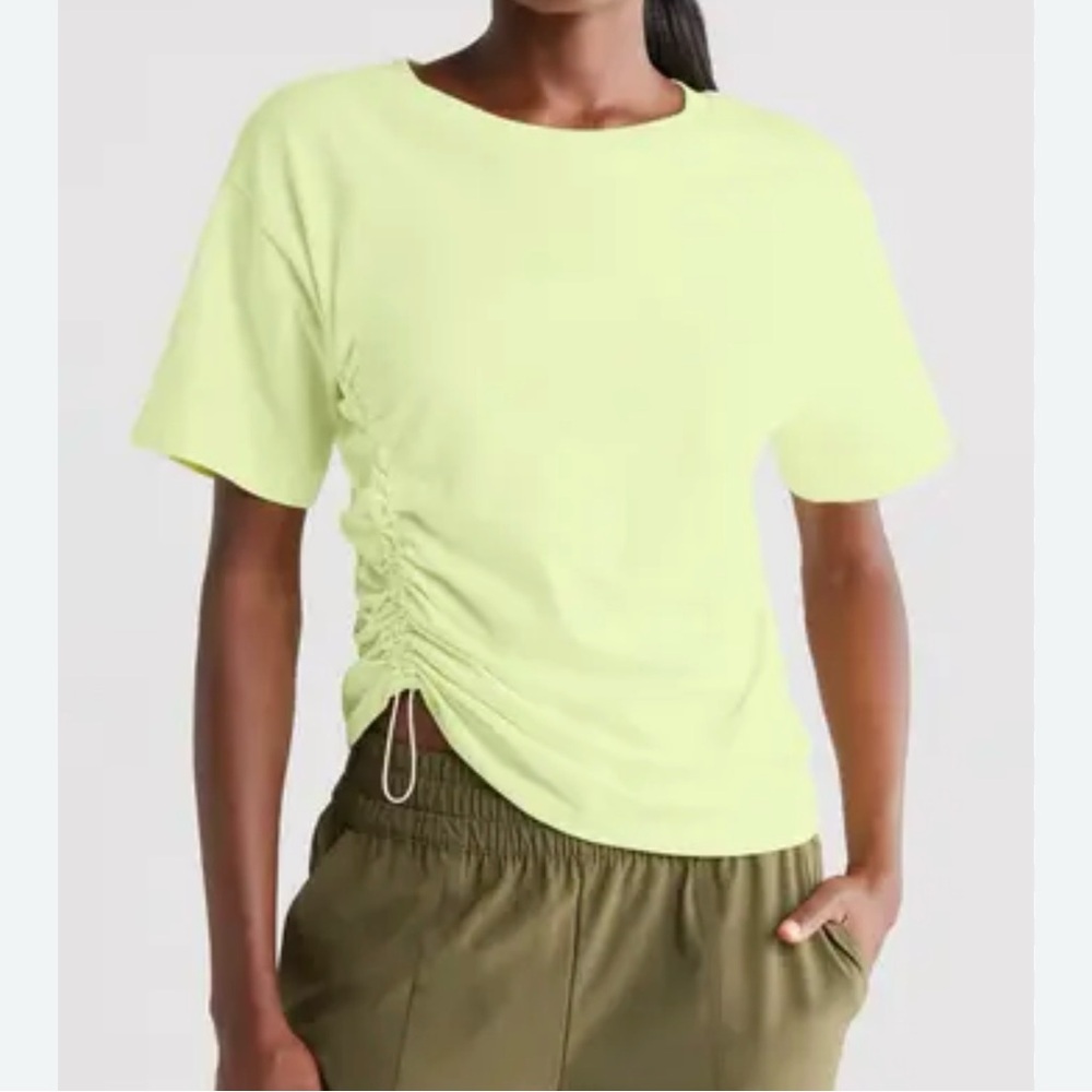 Zella Green Finch Adjustable Pima Ruched T-Shirt XS